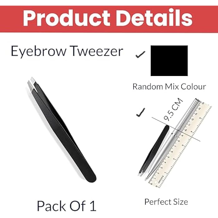 TEMPERIA (1pc) Eyebrow Tweezer for Hair Removal - Eye Brow Shaper Forceps for Women & Men - Plucker for Eyebrows, Ingrown Hair & Facial Hair - Eyebrow Grooming Tools (MN01) (HS484) - Image 2